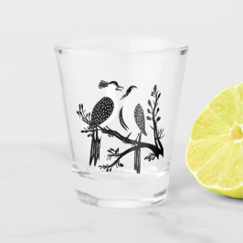 Twee Turtle Duiven Uitknip Sjabloon Retro Stijl 7 Shot Glas