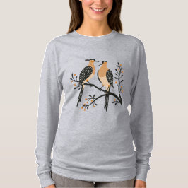 Twee Turtle Duiven Uitknip Sjabloon Retro Stijl 7 T-shirt