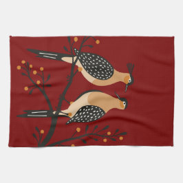 Twee Turtle Duiven Uitknip Sjabloon Retro Stijl 7 Theedoek