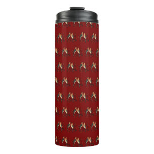 Twee Turtle Duiven Uitknip Sjabloon Retro Stijl 7 Thermosbeker