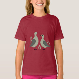 Twee Turtle Duiven Uitknip Sjabloon Retro Stijl 8 T-shirt