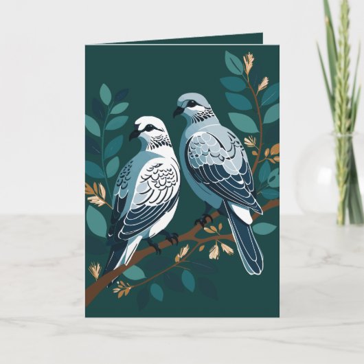 Twee Turtle Duiven Uitknipbare Sjabloon-Stijl 2 Feestdagen Kaart (Voorkant)