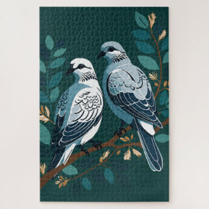 Twee Turtle Duiven Uitknippen Sjabloon-Stijl 2 Legpuzzel