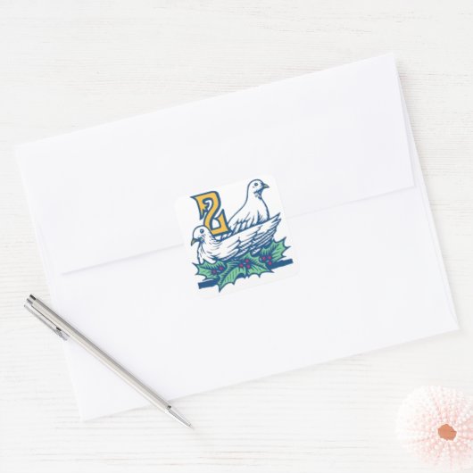 Twee Turtledoves Vierkante Sticker (Envelop)