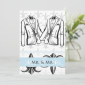 Twee Tuxedo bruidegom Gay bruiloft uitnodiging (Staand voorkant)