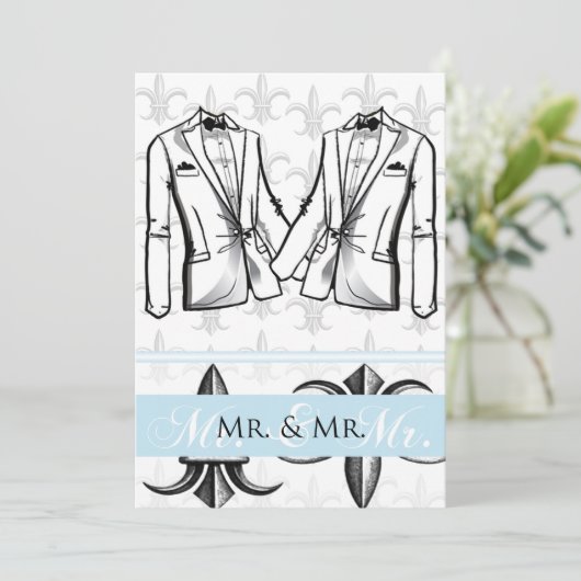 Twee Tuxedo bruidegom Gay bruiloft uitnodiging (Staand voorkant)