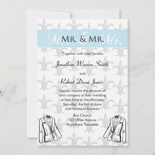 Twee Tuxedo bruidegom Gay bruiloft uitnodiging (Achterkant)