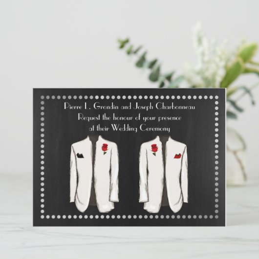 Twee Tuxedo Gay bruiloft uitnodiging (Staand voorkant)