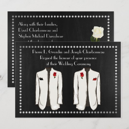 Twee Tuxedo Gay bruiloft uitnodiging (Voorkant / Achterkant)