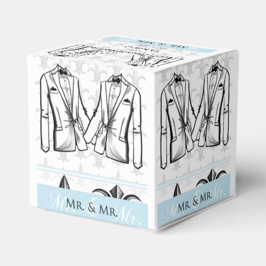 Twee Tuxedo Groom Gay Bruiloft Favor Box Bedankdoosjes (Achterkant)
