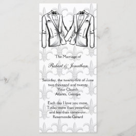 Twee Tuxedo Groom Gay Trouwprogramma Programmakaart