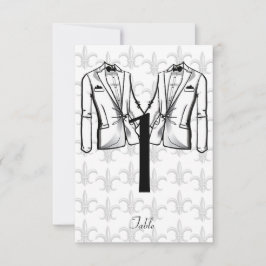 Twee Tuxedo Groom Gay Trouwtafel Nummer Kaart