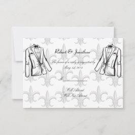 Twee Tuxedo Groom Gay Wedding Response Kaart
