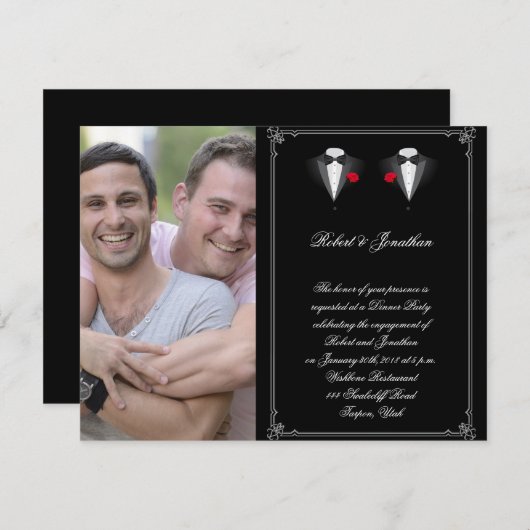 Twee Tuxedos met het Verloving van de Roodrode Roo Kaart (Voorkant / Achterkant)