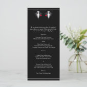 Twee Tuxedos met Red Rose Gay Bruiloft Menu (Staand voorkant)