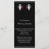 Twee Tuxedos met Red Rose Gay Trouwprogramma Programmakaart (Voorkant)