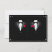 Twee Tuxedos met Red Rose Wedding Response Kaart (Achterkant)