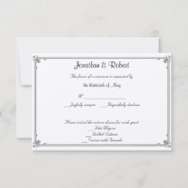 Twee Tuxedos met Red Rose Wedding Response Kaart