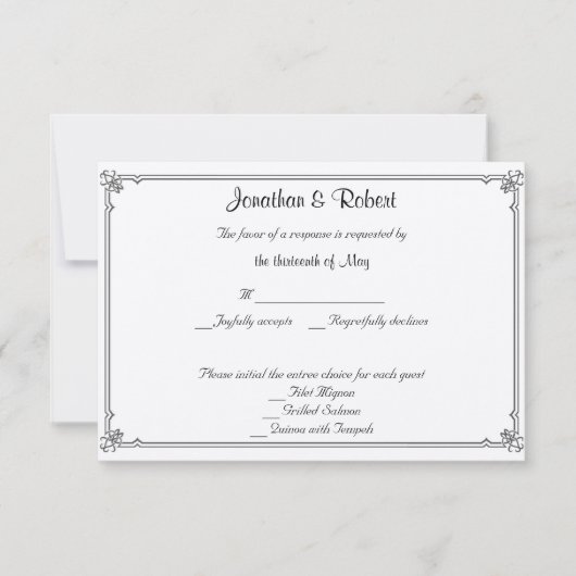 Twee Tuxedos met Red Rose Wedding Response Kaart (Voorkant)