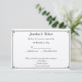 Twee Tuxedos met Red Rose Wedding Response Kaart (Staand voorkant)