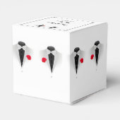 Twee Tuxedos op Witte Gay Bruiloft Favor Box Bedankdoosjes (Achterkant)