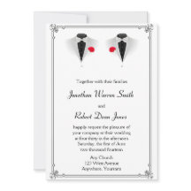 Twee Tuxedos op Witte Gay Bruiloft Uitnodiging