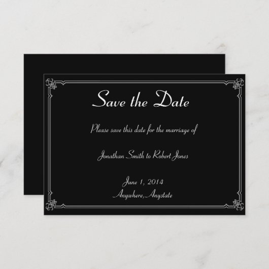 Twee Tuxedos Red Rose Gay Bruiloft Save the Date (Voorkant / Achterkant)