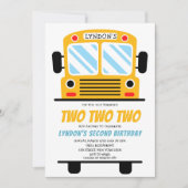 Twee Twee Twee Twee Schoolbus Feest 2e Verjaardag Kaart (Voorkant)