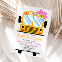 Twee Twee Twee Twee Schoolbus Meisje Verjaardagsfe