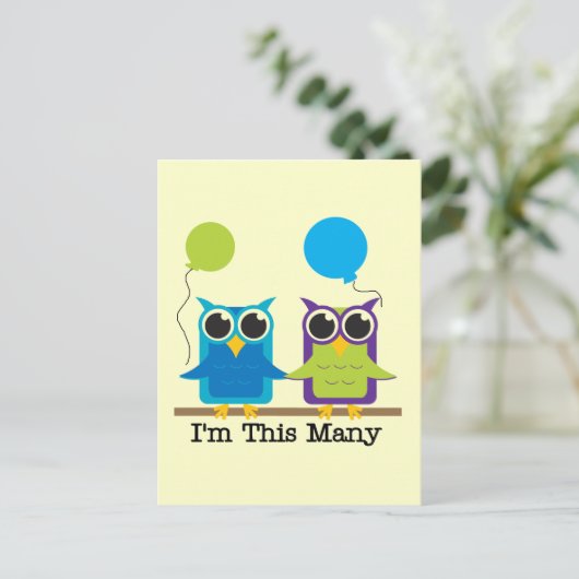 Twee uilen Ik ben zo veel verjaardagstshirts Briefkaart (Staand voorkant)