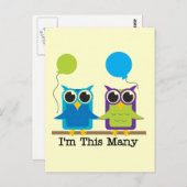 Twee uilen Ik ben zo veel verjaardagstshirts Briefkaart (Voorkant / Achterkant)