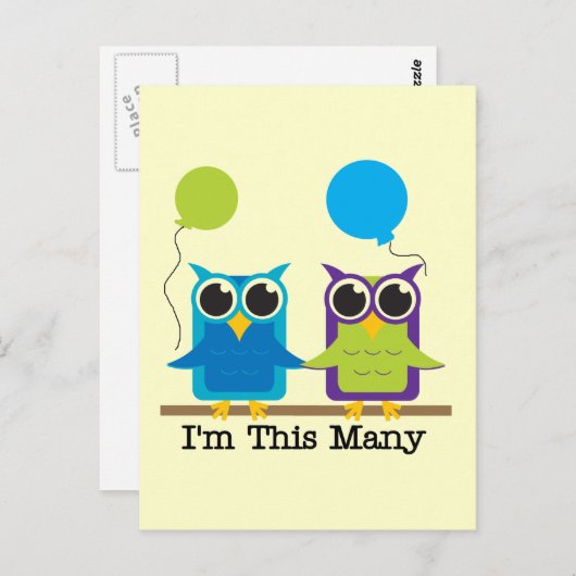 Twee uilen Ik ben zo veel verjaardagstshirts Briefkaart (Voorkant / Achterkant)