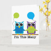 Twee uilen Ik ben zo veel verjaardagstshirts Kaart (Gele Bloem)