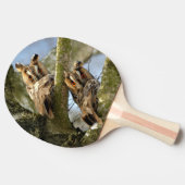 Twee Uilen in de Bossen, vogels, wilde dieren Ping Tafeltennisbatje (Zijkant)