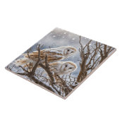 Twee uilen in de sneeuw seizoensgebonden tegeltje (Zijkant)