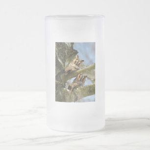 Twee uilen in het bos, vogels, natuur Vorst Glas Matglas Bierpul