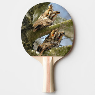 Twee uilen in het bos, vogels, Ping Pong-wildlife Tafeltennisbatje