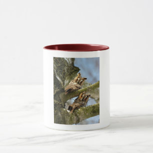 Twee uilen in het bos, vogels, wildlife Mok