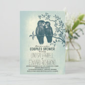 Twee uilen in liefde & boomtak paren douche kaart (Staand voorkant)