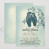 Twee uilen in liefde & boomtak paren douche kaart (Voorkant / Achterkant)