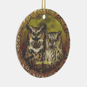 Twee uilen keramisch ornament (Rechts)