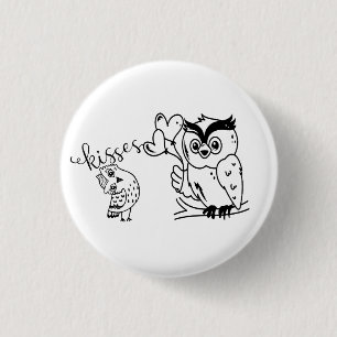 Twee uilen ronde button 3,2 cm