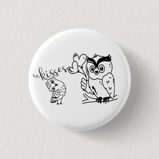 Twee uilen ronde button 3,2 cm (Voorkant)