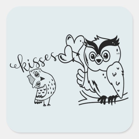 Twee uilen vierkante sticker (Voorkant)