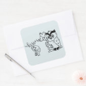 Twee uilen vierkante sticker (Envelop)