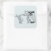Twee uilen vierkante sticker (Tas)