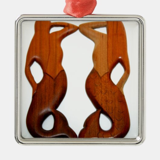 twee uitkijk mermaids metalen ornament (Voorkant)