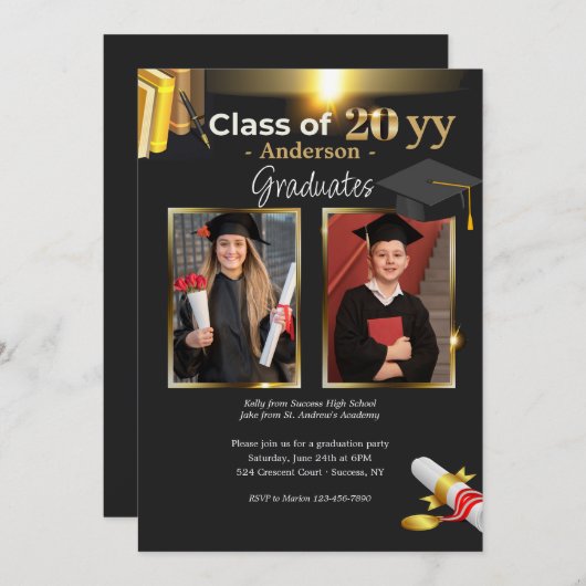 Twee Uitnodiging van de Partij van de Fotografie (Voorkant / Achterkant)