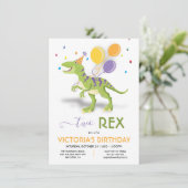 Twee uitnodiging van Rex Dinosaur Birthday (Staand voorkant)