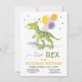 Twee uitnodiging van Rex Dinosaur Birthday (Voorkant)